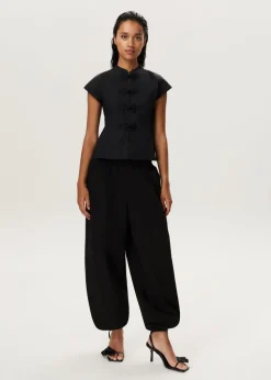Blouse met mandarijnkraag
