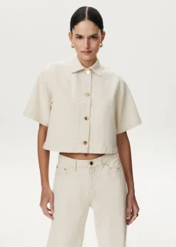Cropped textuur blouse