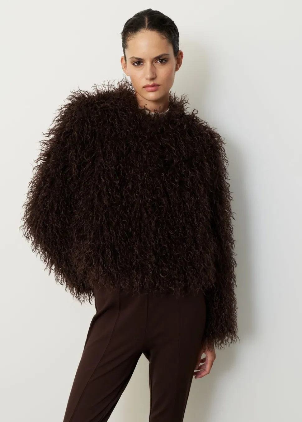 Curly faux fur jas