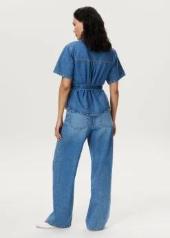 Denim blouse met ceintuur