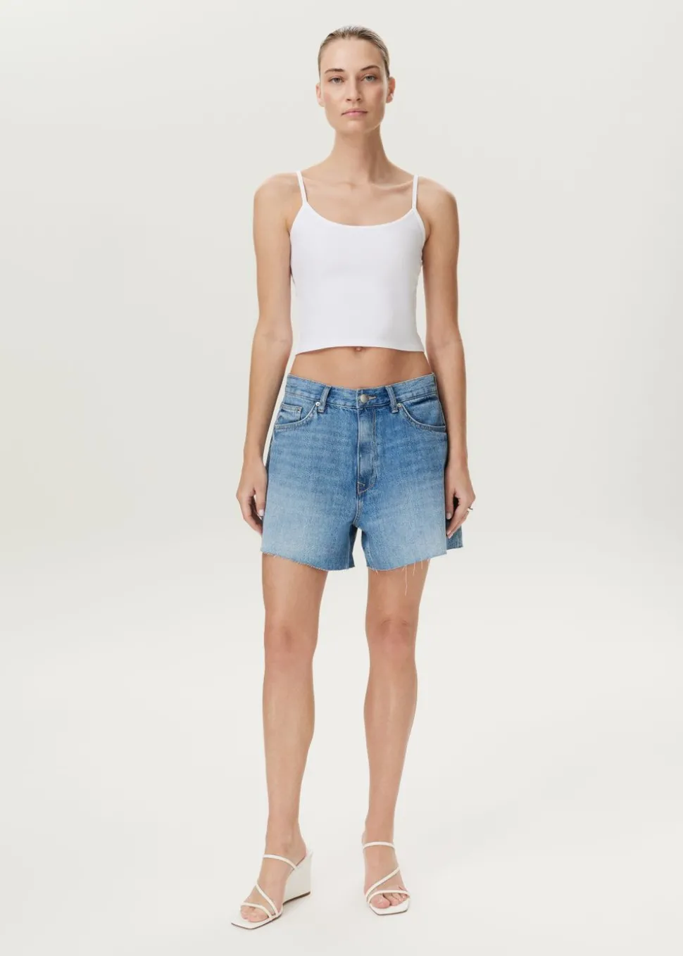 Denim flutter shorts