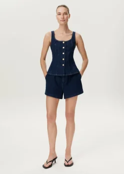 Denim shorts met plooien