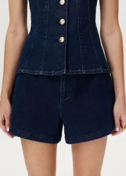 Denim shorts met plooien