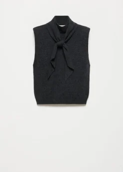 Gebreide spencer met strikdetail