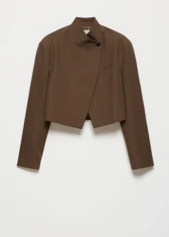 Gecropte blazer met hoge hals