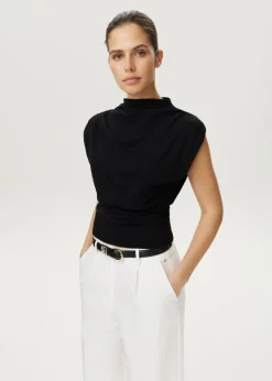 Gedrapeerd mock neck t-shirt