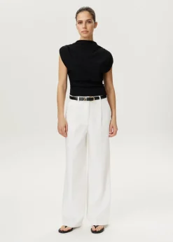 Gedrapeerd mock neck t-shirt