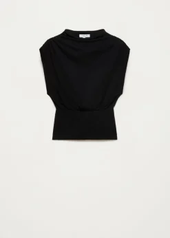 Gedrapeerd mock neck t-shirt
