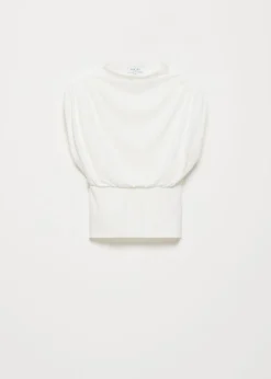 Gedrapeerd mock neck t-shirt