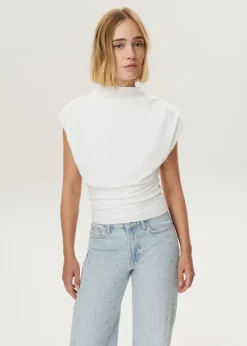 Gedrapeerd mock neck t-shirt