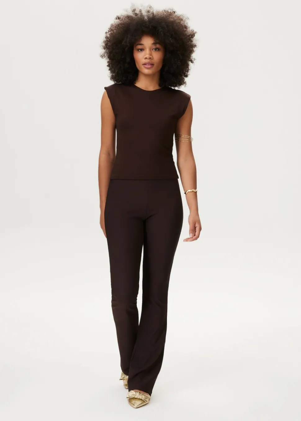 Geribde flare legging