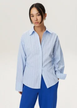Gestreepte blouse met plooien
