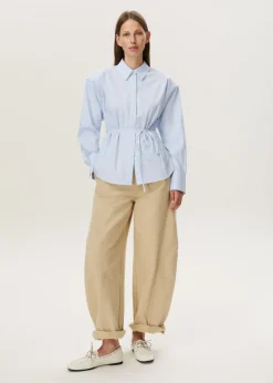 Gestreepte blouse met schoudervulling