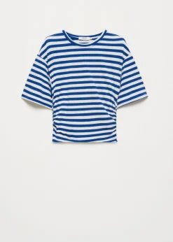 Gestreept t-shirt met plooien