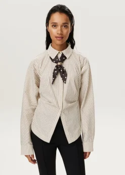 Getailleerde streep blouse