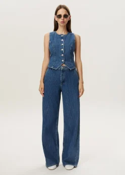 Herringbone denim gilet