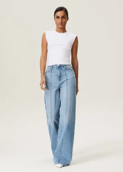 JAZZ - high rise wide leg pintuck jeans