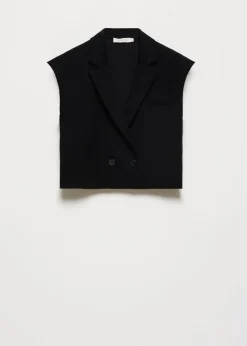 Jersey gilet met kapmouwen