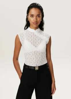 Lace mandarin t-shirt