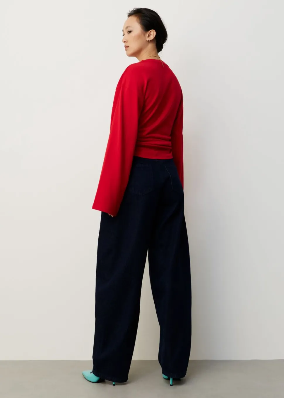 Longsleeve t-shirt met gedrapeerde zoom