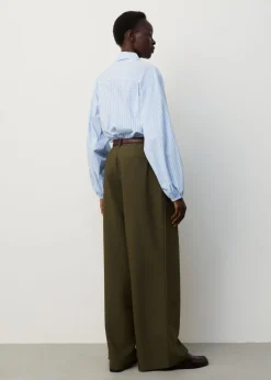 Pantalon met wijde pijpen en plooi detail