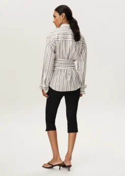 Pinstripe overlap blouse