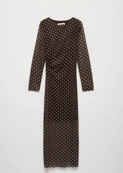 Polkadot mesh maxi jurk