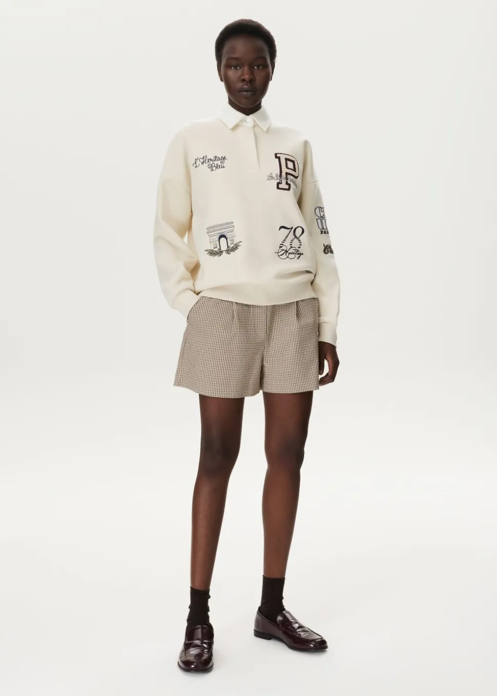 Polo sweater met patches