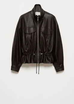 PU funnel neck jacket