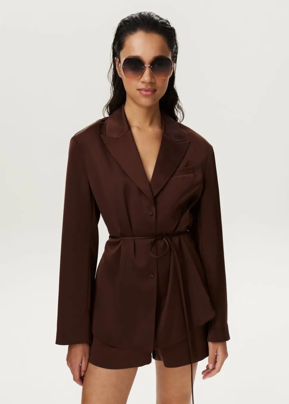 Satijnen blazer blouse