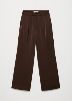 Satijnen wide leg plooibroek