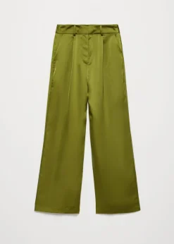 Satijnen wide leg plooibroek