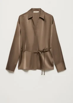 Satijnlook blouse met koord
