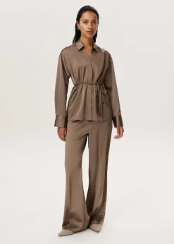 Satijnlook blouse met koord