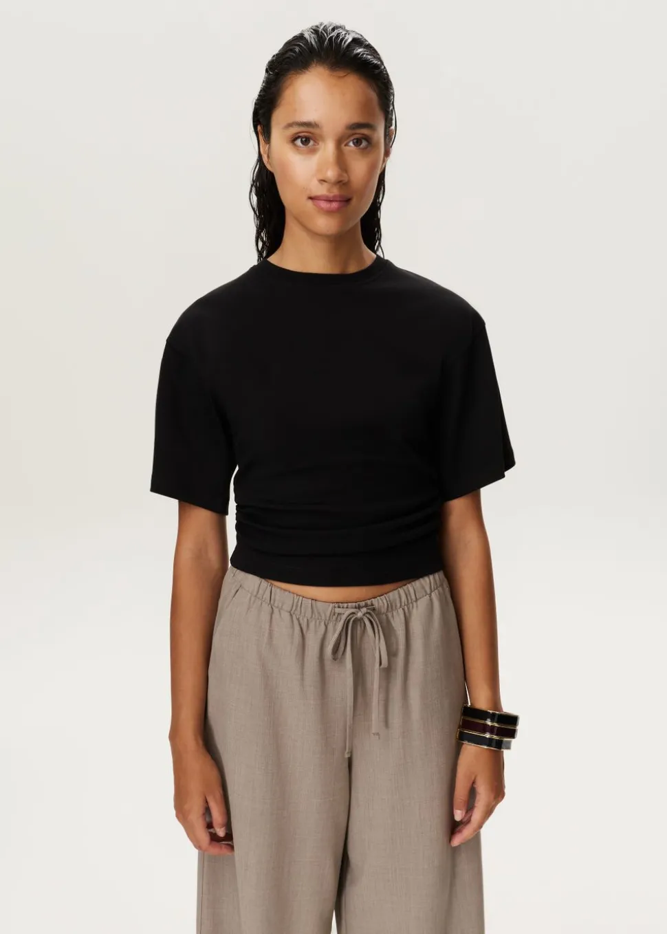 T-shirt met tailleplooi